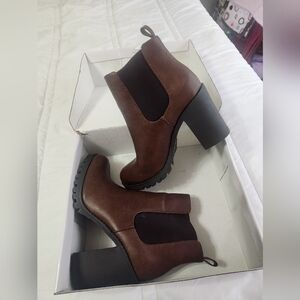 Brown Ankle Boots with Black Heel